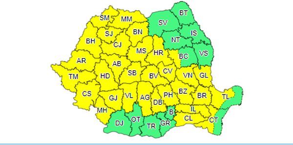 Cod galben de ploi și atenționare de caniculă! Vizat și județeul Harghita
