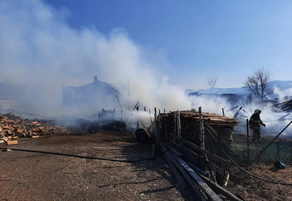 VIDEO Incendiu la 3 anexe gospodăreşti